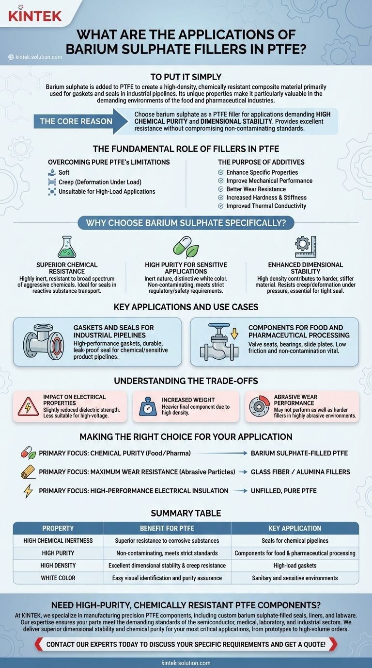Quali sono le applicazioni dei riempitivi di solfato di bario nel PTFE? Migliorare la purezza chimica e la stabilità dimensionale Guida Visiva
