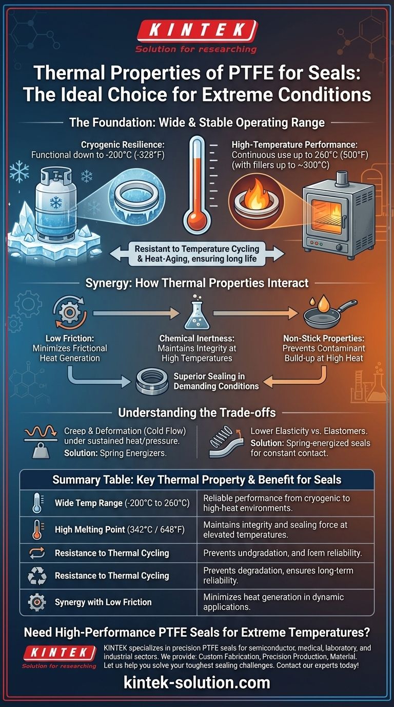 Welche thermischen Eigenschaften von PTFE machen es ideal für Dichtungen? Gewährleistung der Zuverlässigkeit unter extremen Bedingungen Visuelle Anleitung