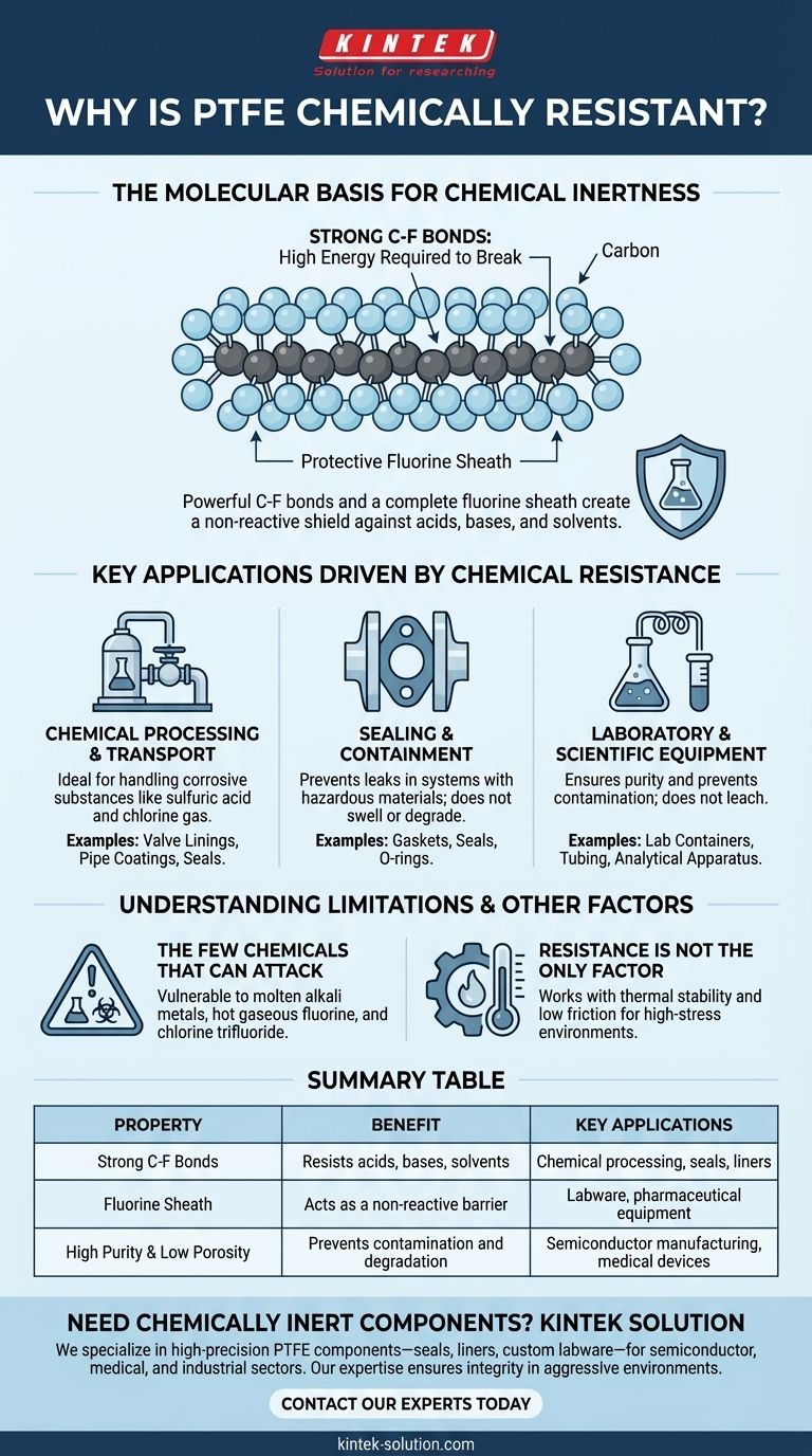 Por que o PTFE é quimicamente resistente e quais aplicações se beneficiam disso? Descubra o Material Definitivo para Ambientes Hostis Guia Visual