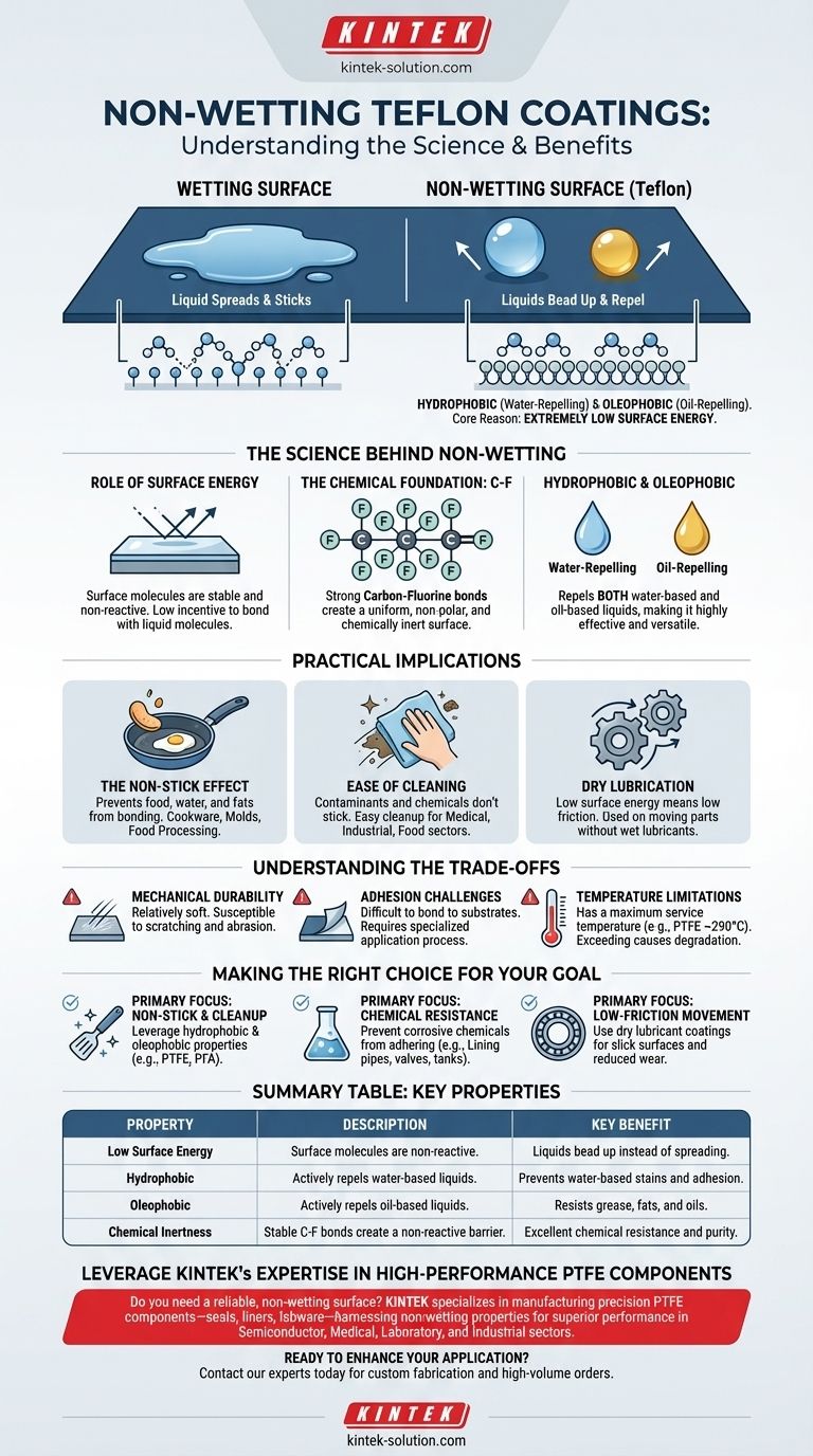 What does it mean for Teflon coatings to be non-wetting? Unlock Superior Non-Stick & Chemical Resistance Visual Guide
