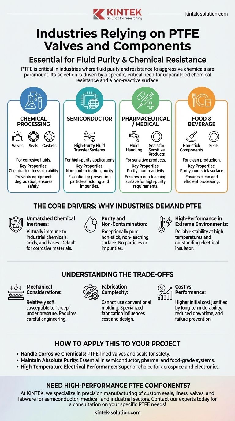 What industries commonly use PTFE valves and components? Essential for Chemical & Purity Applications Visual Guide