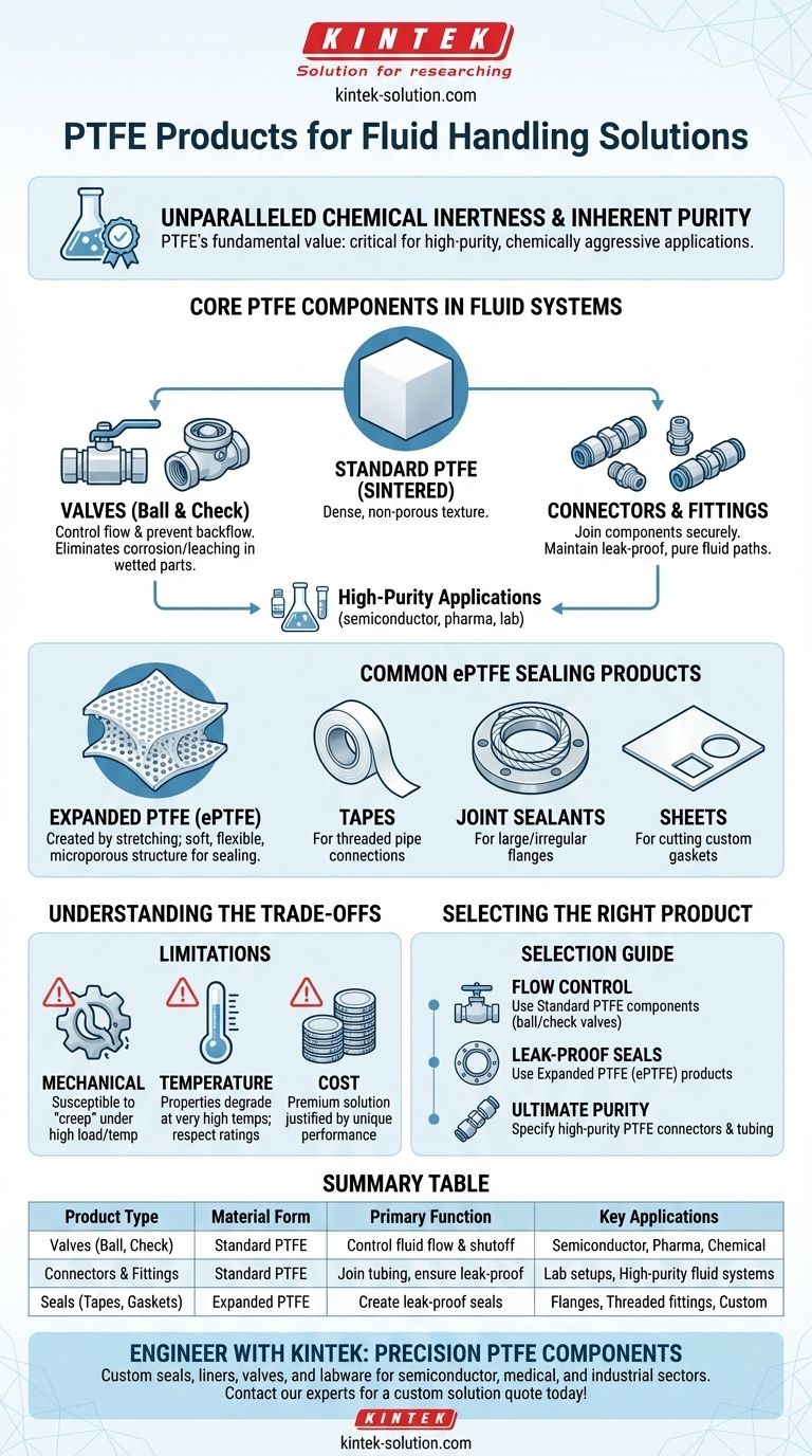 Quali tipi di prodotti in PTFE sono disponibili per le soluzioni di movimentazione dei fluidi? La tua guida ai componenti ad alta purezza Guida Visiva