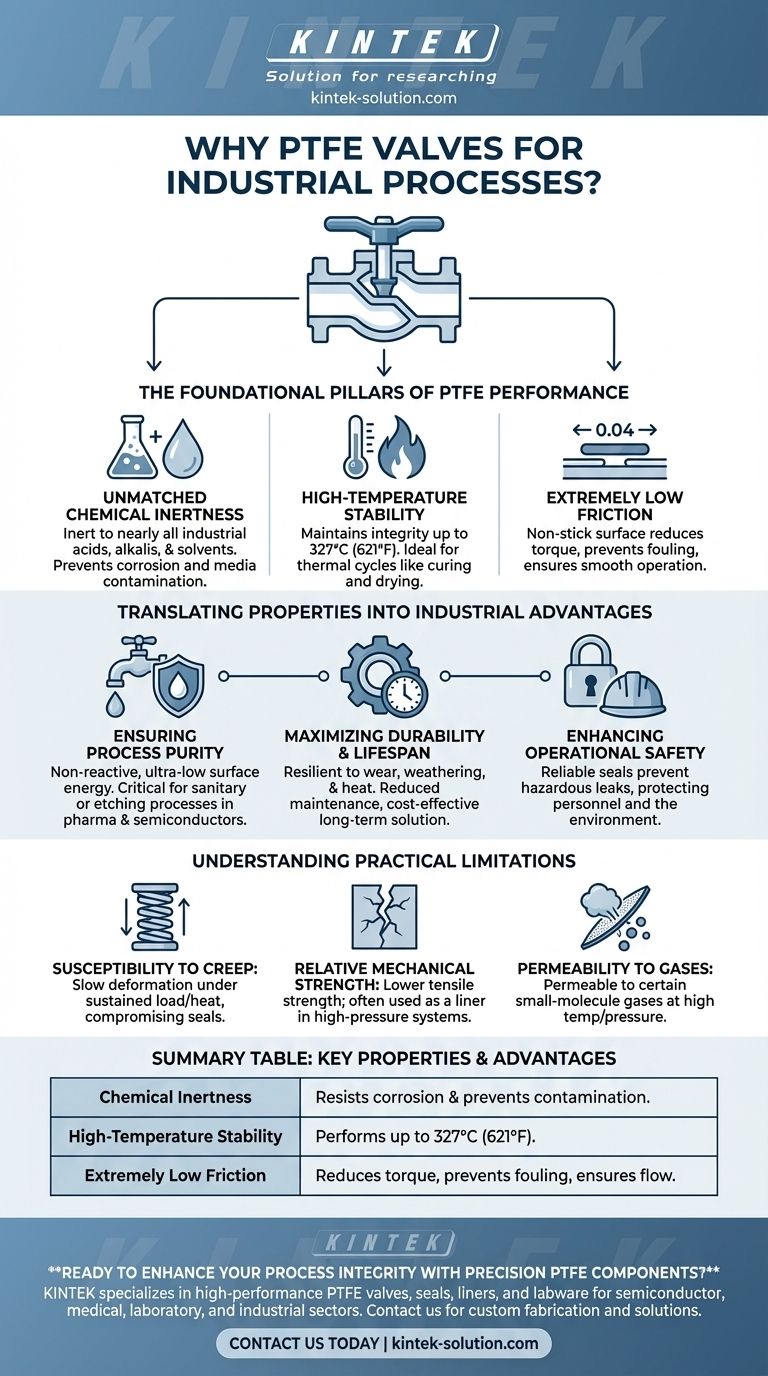 Quais são as principais propriedades das válvulas de PTFE? Garanta Pureza, Segurança e Confiabilidade em Processos Exigentes Guia Visual