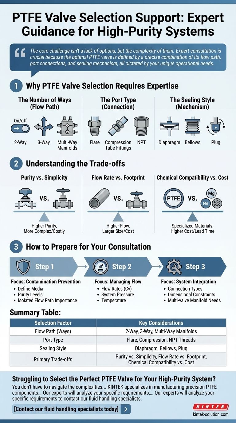 ¿Qué soporte hay disponible para seleccionar el diseño y el tamaño correctos de la válvula de PTFE? Obtenga orientación experta para su aplicación Guía Visual