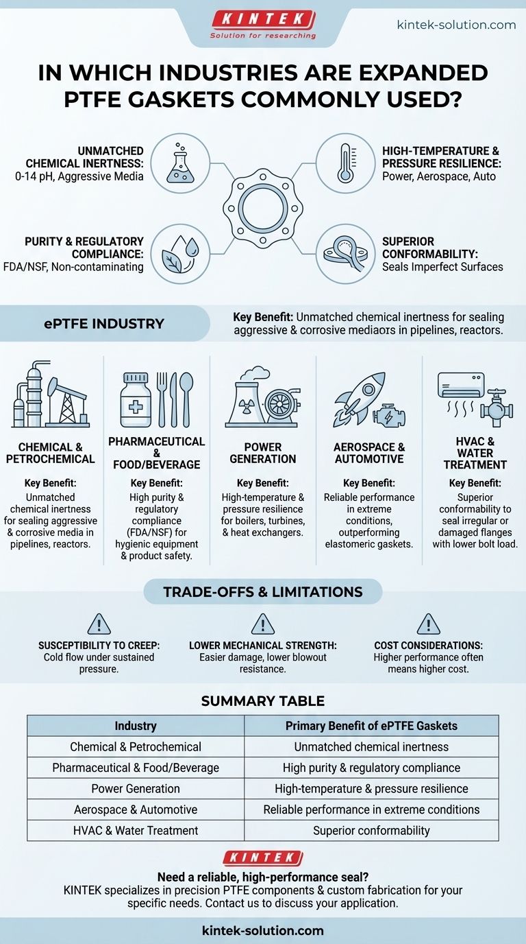 Em que indústrias as gaxetas de PTFE expandido são comumente usadas? Soluções de Vedação Essenciais para Setores Exigentes Guia Visual