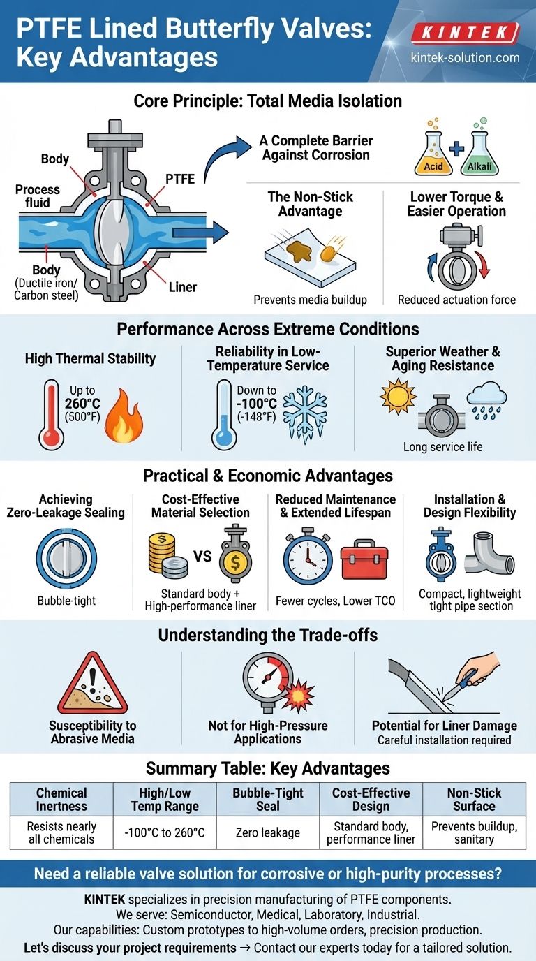 What are the key advantages of PTFE lined butterfly valves? Superior Chemical Resistance & Cost Savings Visual Guide