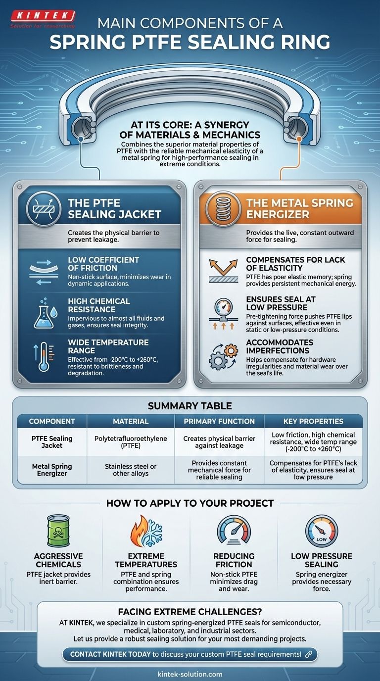 ما هي المكونات الرئيسية لحلقة إحكام PTFE ذات الزنبرك؟ افتح إحكامًا عالي الأداء للتطبيقات الصعبة دليل مرئي
