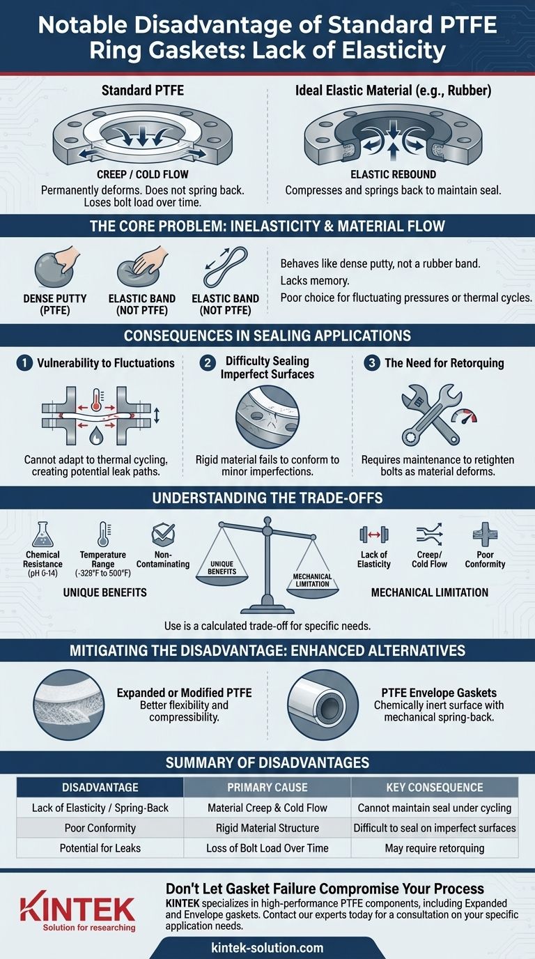 Qual é uma desvantagem notável das juntas de anel de PTFE? O Compromisso Crítico com a Resistência Química Guia Visual