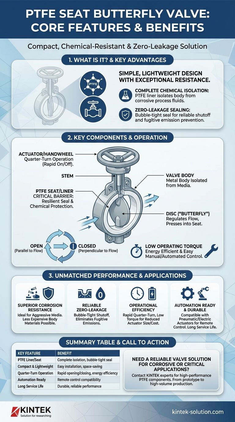 ما هي الميزات الرئيسية لصمام الفراشة ذو مقعد PTFE؟ افتح مقاومة فائقة للتآكل وختمًا مانعًا للتسرب دليل مرئي