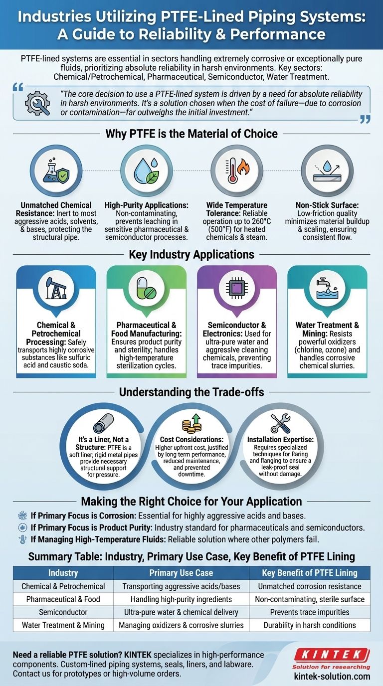 PTFE 라이닝 배관 시스템은 주로 어떤 산업에서 사용됩니까? 가혹한 환경에서 안전성과 순도를 보장하세요 시각적 가이드