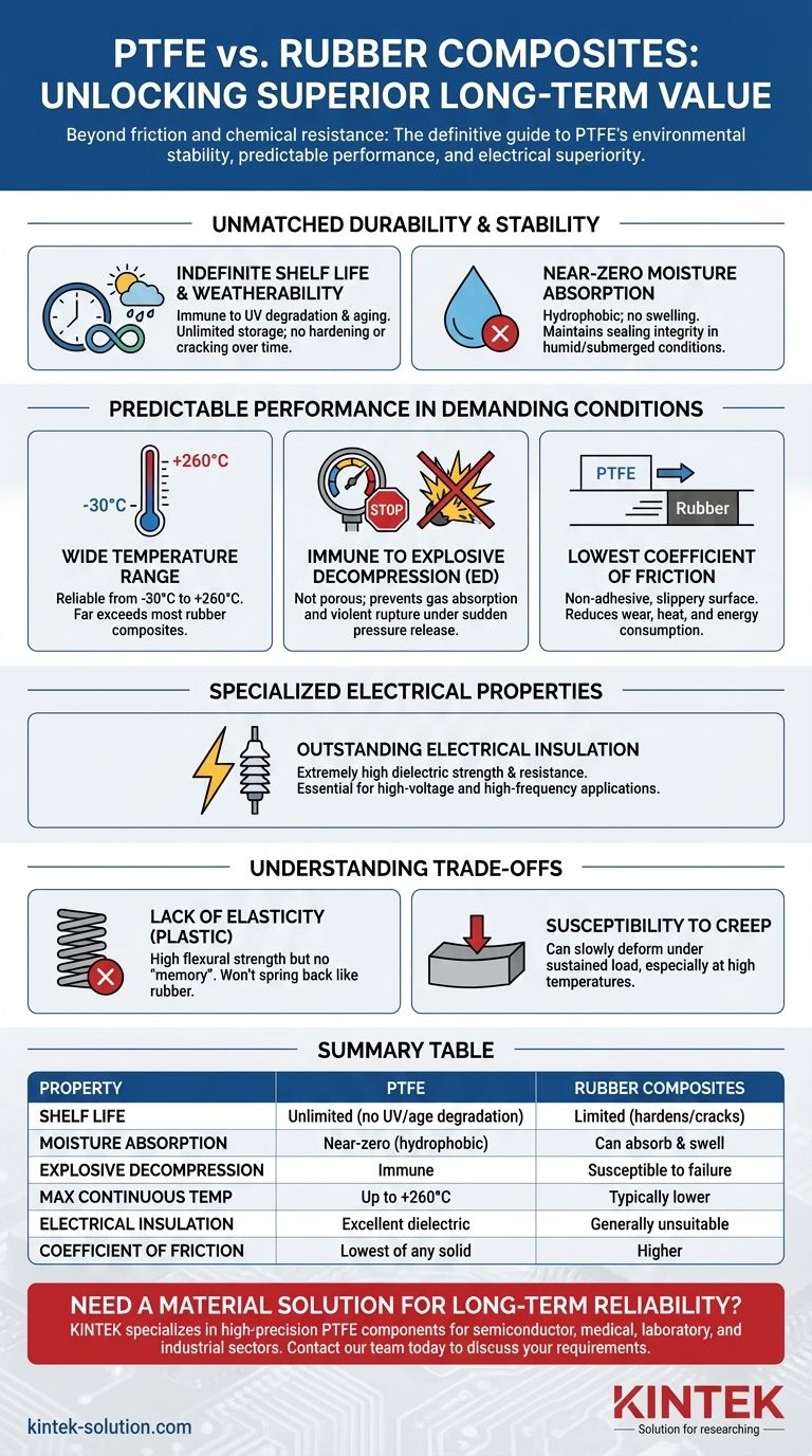 Que benefícios adicionais o PTFE oferece em comparação com os compostos de borracha? Descubra Estabilidade Superior e Desempenho Guia Visual
