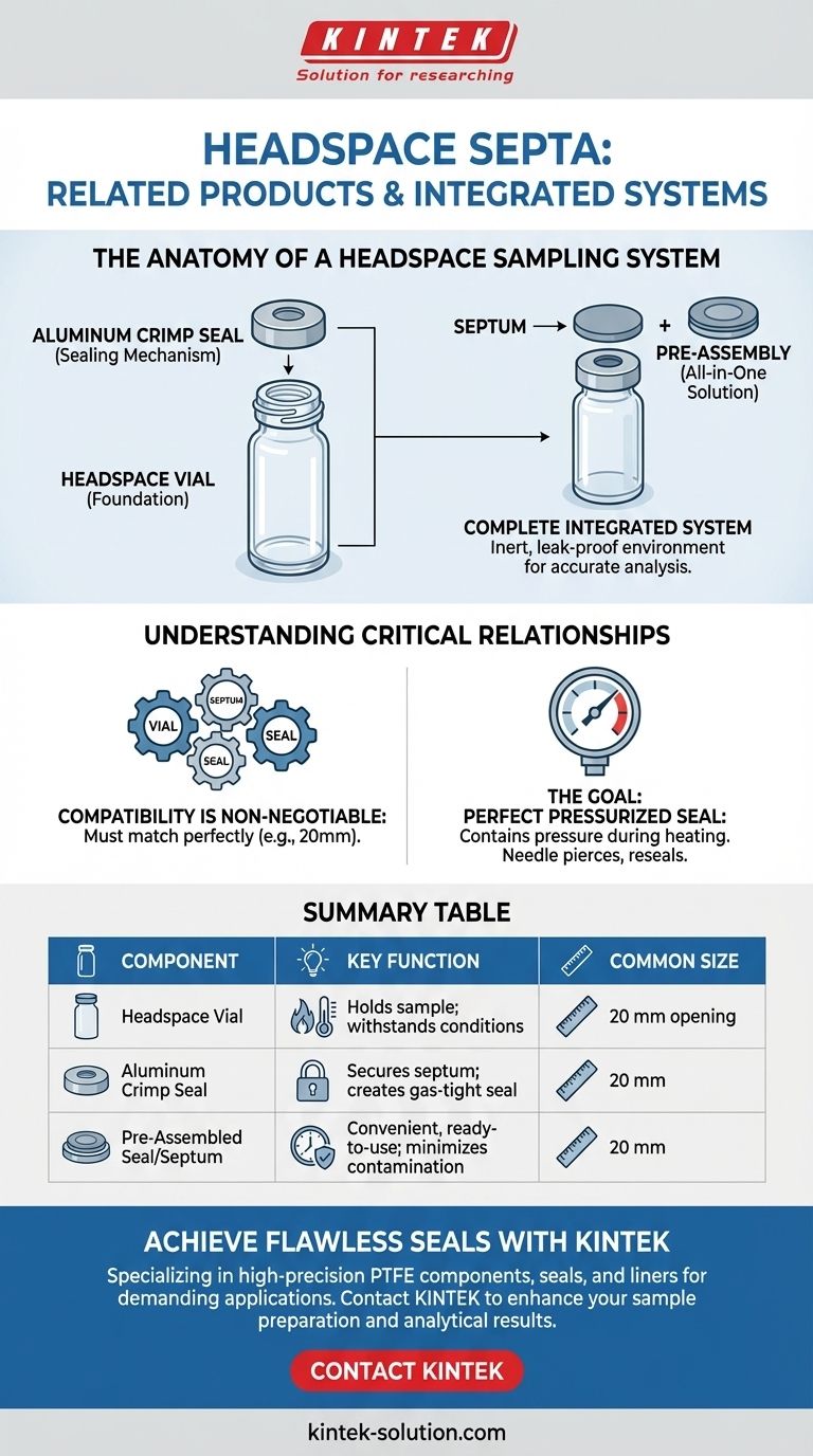 Que tipos de produtos estão relacionados com as septas de headspace? Componentes Essenciais para Análises à Prova de Fuga Guia Visual