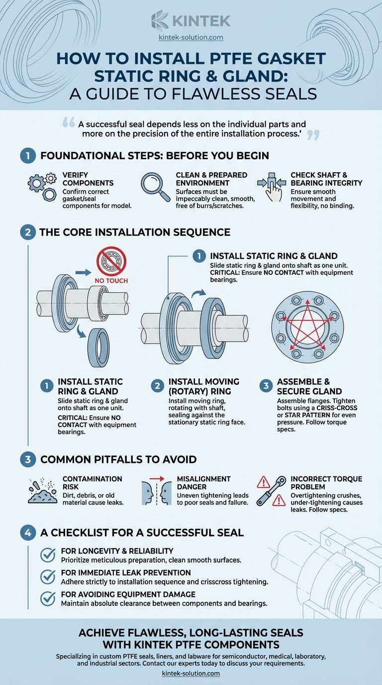 ¿Cómo se deben instalar el anillo estático y la prensaestopas de una junta de PTFE? Una guía paso a paso para un sellado sin fugas Guía Visual