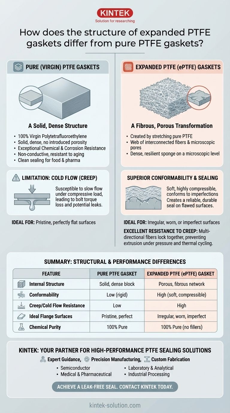 In che modo la struttura delle guarnizioni in PTFE espanso differisce da quella delle guarnizioni in PTFE puro? Sblocca prestazioni di tenuta superiori Guida Visiva