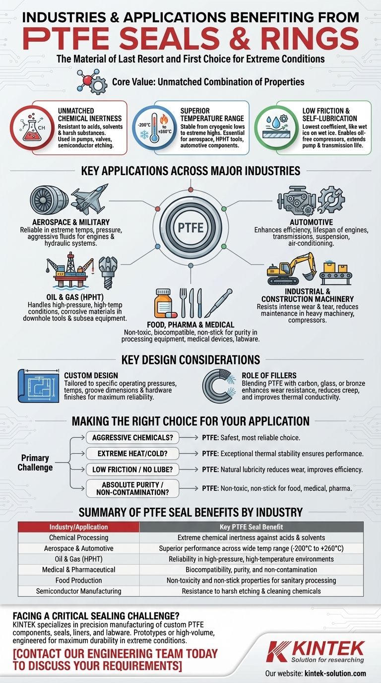 Quais indústrias ou aplicações se beneficiam de vedações e anéis de PTFE? Resolva Desafios Extremos de Vedação Guia Visual