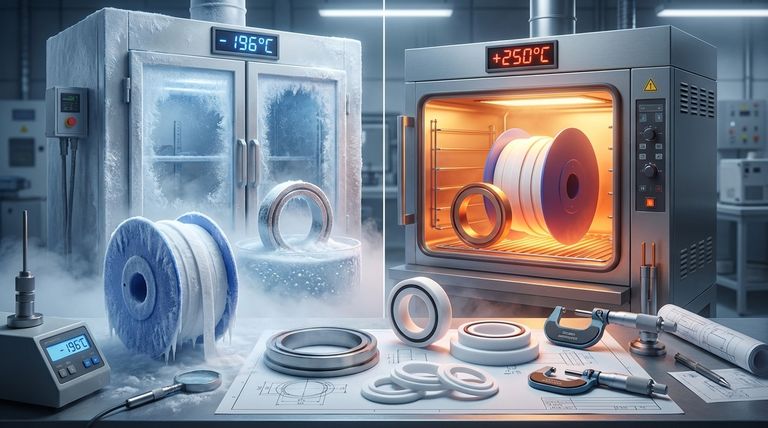 ¿Dentro de qué rango de temperatura pueden operar los sellos y anillos de PTFE? Soportan temperaturas extremas de -200°C a +260°C