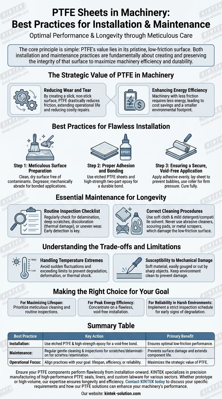 Quali sono le migliori pratiche per l'installazione e la manutenzione dei fogli di PTFE nei macchinari? Massimizzare la durata e l'efficienza della macchina Guida Visiva