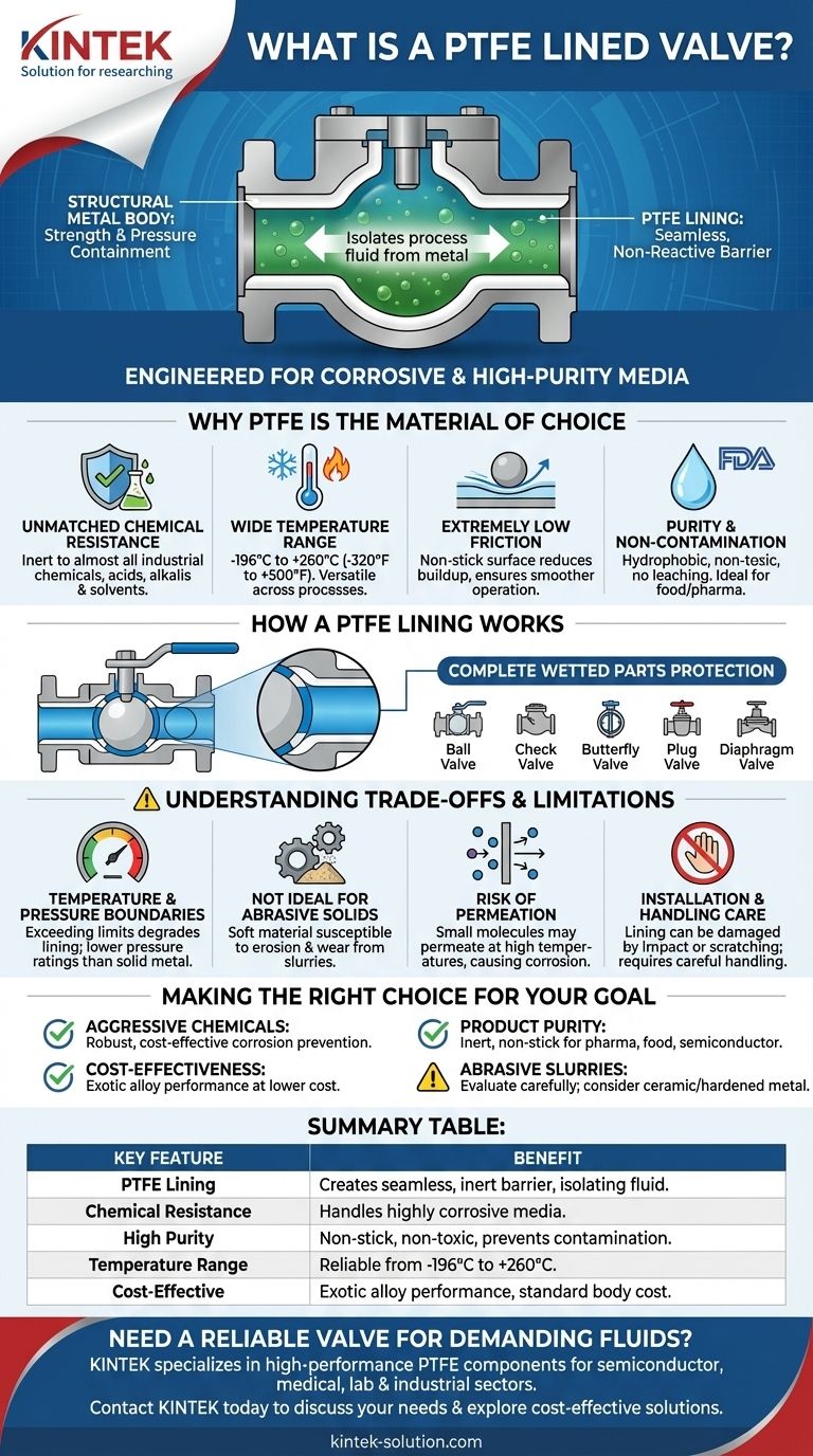 Cos'è una valvola rivestita in PTFE? Una soluzione economicamente vantaggiosa per fluidi corrosivi e ad alta purezza Guida Visiva