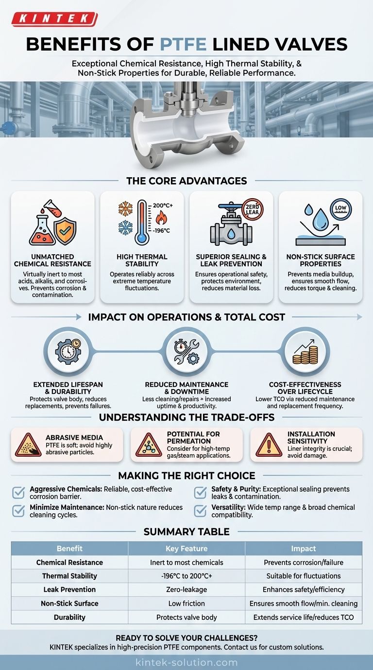 Quais são os benefícios de usar válvulas revestidas com PTFE? Alcance Confiabilidade Superior em Aplicações Corrosivas Guia Visual
