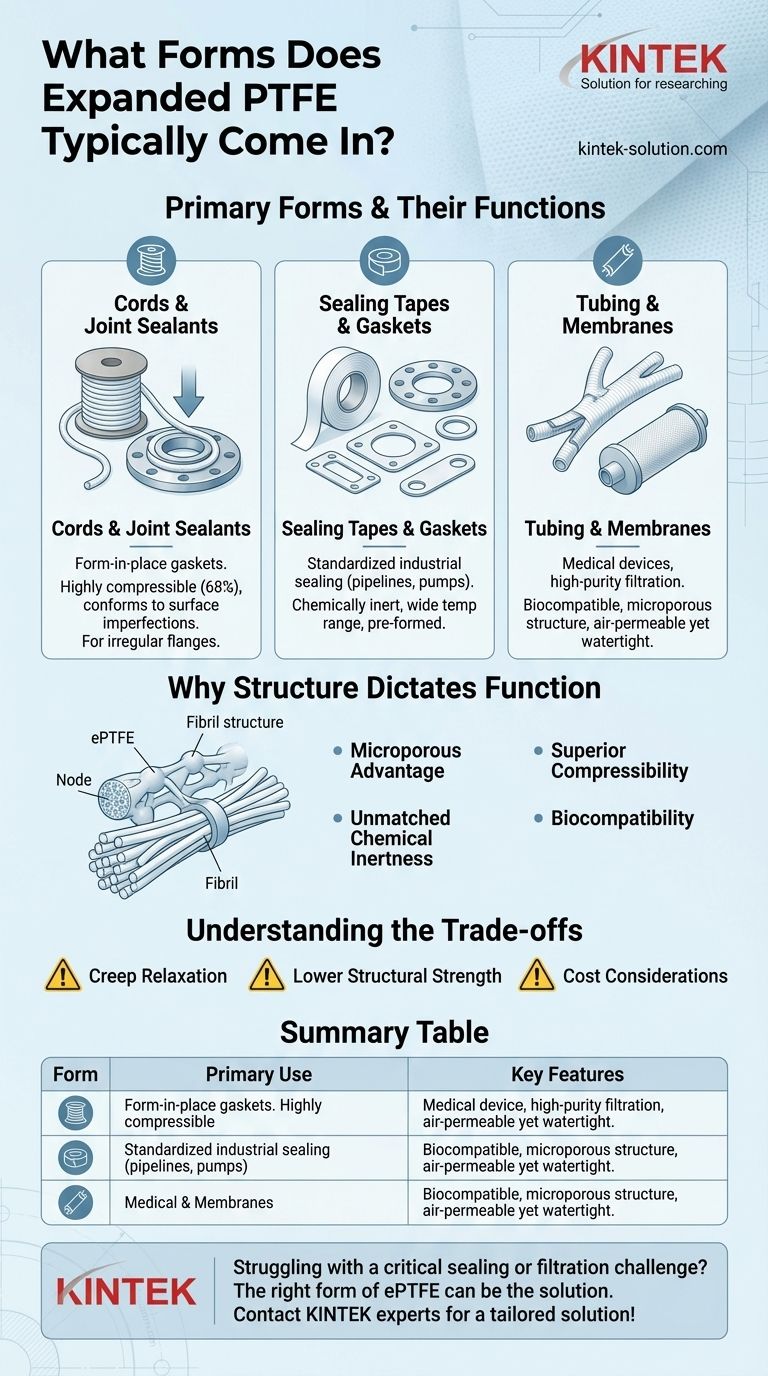 In quali forme si trova tipicamente l'ePTFE espanso? Scopri l'ePTFE giusto per le tue esigenze di tenuta e filtrazione Guida Visiva