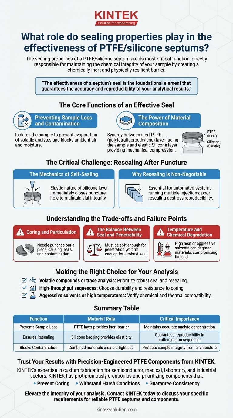 PTFE/シリコーンセプタムのシール特性は、その有効性にどのような役割を果たしますか？サンプルの完全性とデータの正確性を確保してください。 ビジュアルガイド