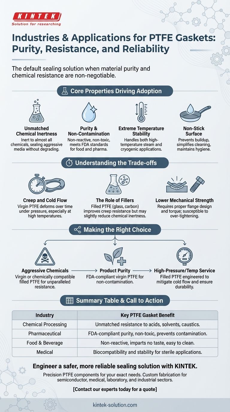 Per quali settori sono particolarmente adatte le guarnizioni in PTFE? Ideali per l'industria chimica, farmaceutica e alimentare Guida Visiva