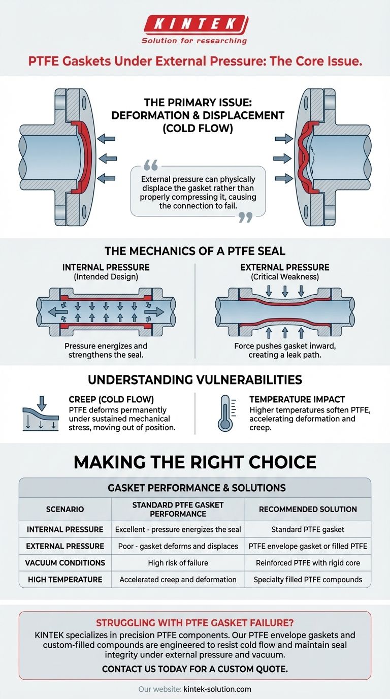 ¿Qué problema puede surgir cuando las juntas de PTFE se someten a presión externa? Evitar el fallo del sello y la deformación Guía Visual