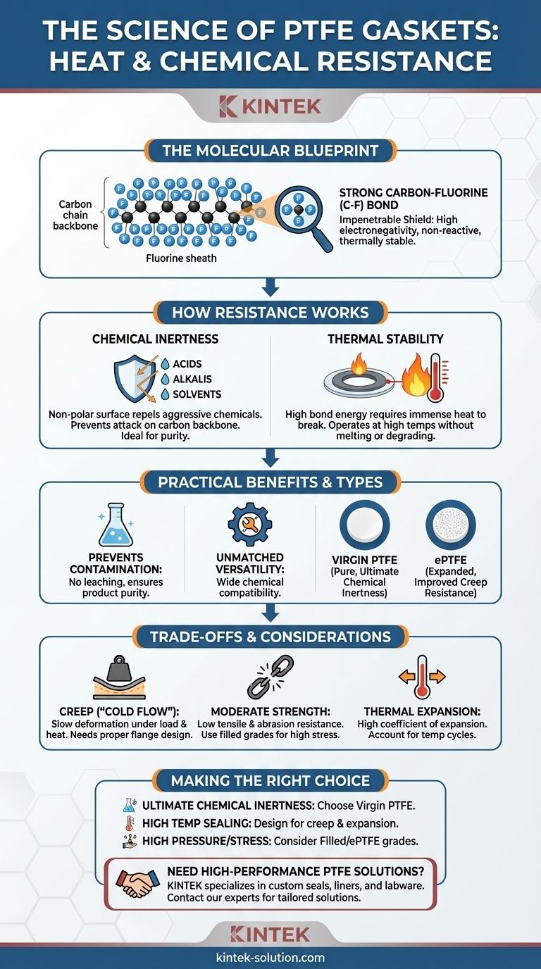 ما الذي يجعل حشوات PTFE مقاومة للحرارة والمواد الكيميائية؟ السر الجزيئي للأداء الذي لا مثيل له دليل مرئي