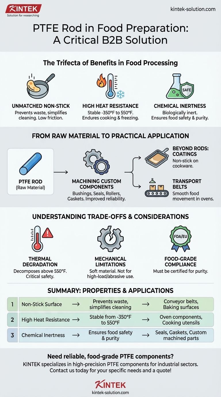Como a barra de PTFE é aplicada na indústria de preparação de alimentos? Desbloqueie um Processamento de Alimentos Mais Seguro e Eficiente Guia Visual