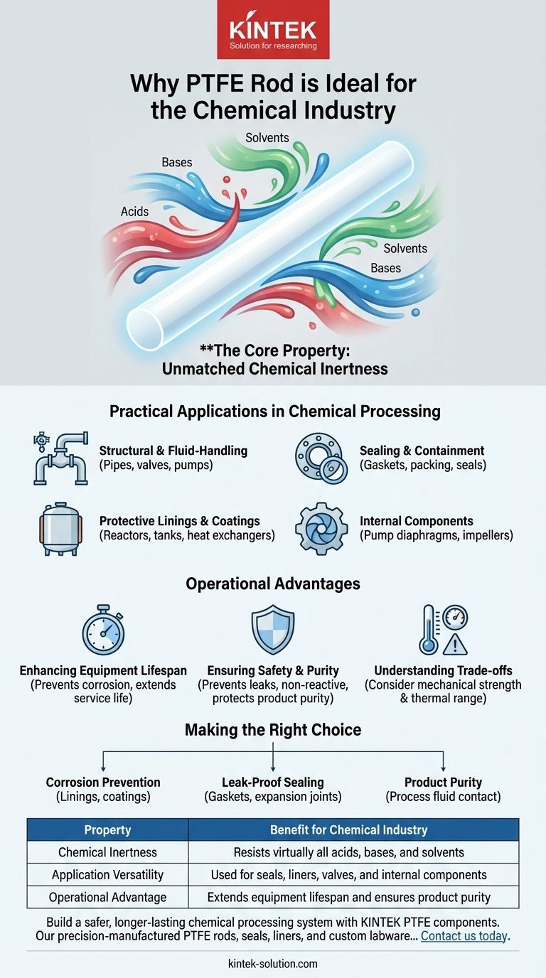 Qu'est-ce qui rend la tige en PTFE idéale pour une utilisation dans l'industrie chimique ? Assurer une résistance à la corrosion inégalée Guide Visuel