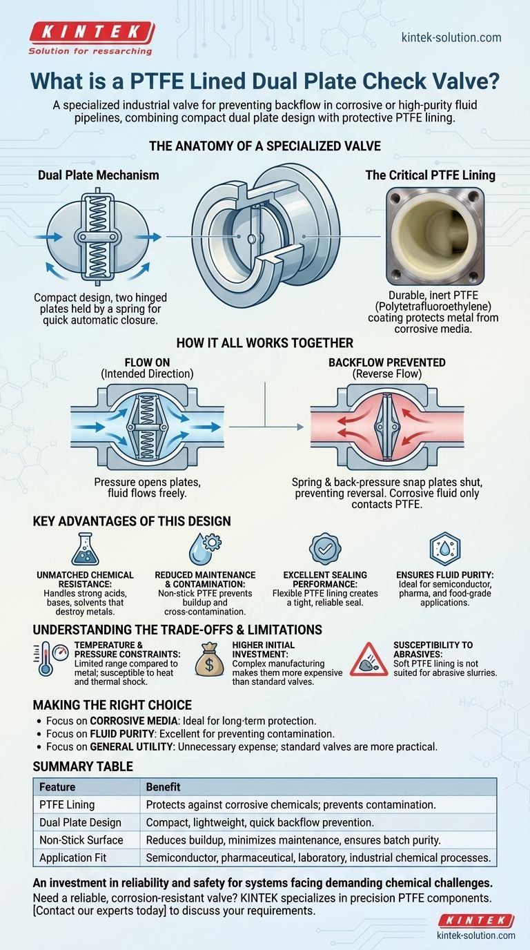 Cos'è una valvola di ritegno a doppio disco rivestita in PTFE? Una guida alla prevenzione del riflusso resistente alla corrosione Guida Visiva
