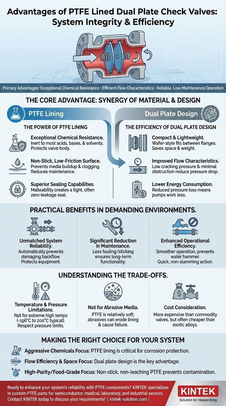 Каковы преимущества обратных клапанов с двойной тарелкой с футеровкой из ПТФЭ? Превосходная коррозионная стойкость и эффективность потока Визуальное руководство
