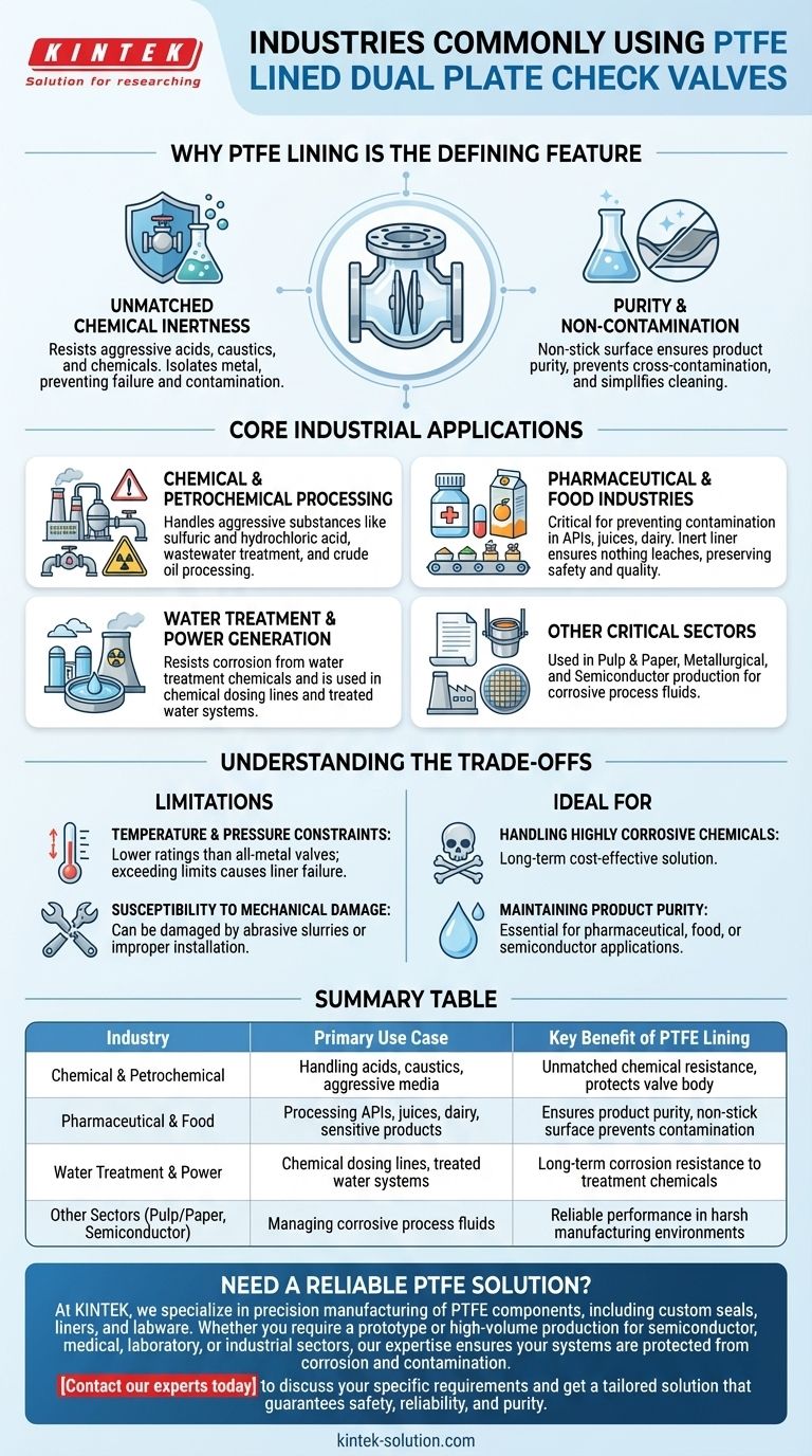 ¿Qué industrias utilizan comúnmente válvulas de retención de doble placa revestidas de PTFE? Esencial para aplicaciones corrosivas y de alta pureza Guía Visual