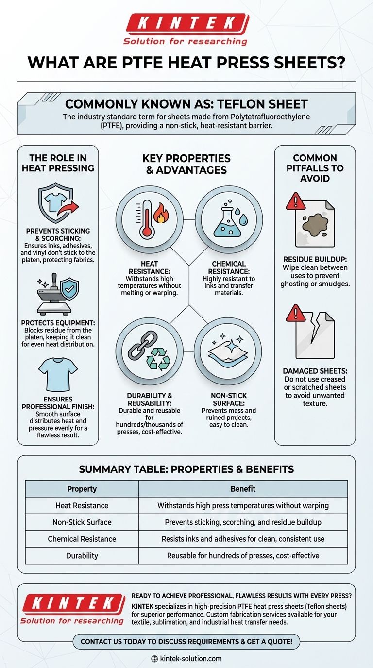 Como são comumente conhecidas as chapas de prensa térmica de PTFE? Alcance Transferência de Calor Impecável com Chapas de Teflon Guia Visual
