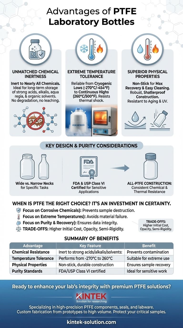 Quais são as vantagens de usar frascos de laboratório de PTFE? Resistência Química Incomparável para Amostras Críticas Guia Visual
