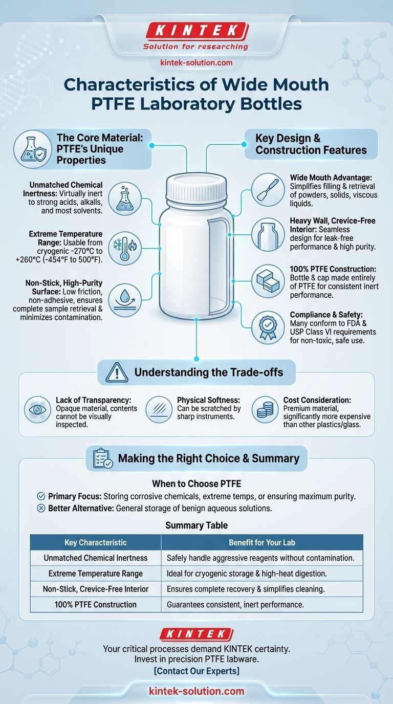 Каковы характеристики лабораторных бутылей из ПТФЭ с широким горлом? Разработаны для экстремальной химической и термической стойкости Визуальное руководство