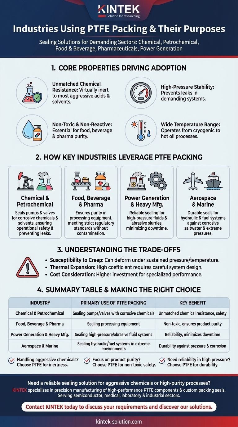 Quais indústrias usam comumente gaxetas de PTFE e para quais finalidades? Garantindo Segurança e Pureza em Processos Críticos Guia Visual