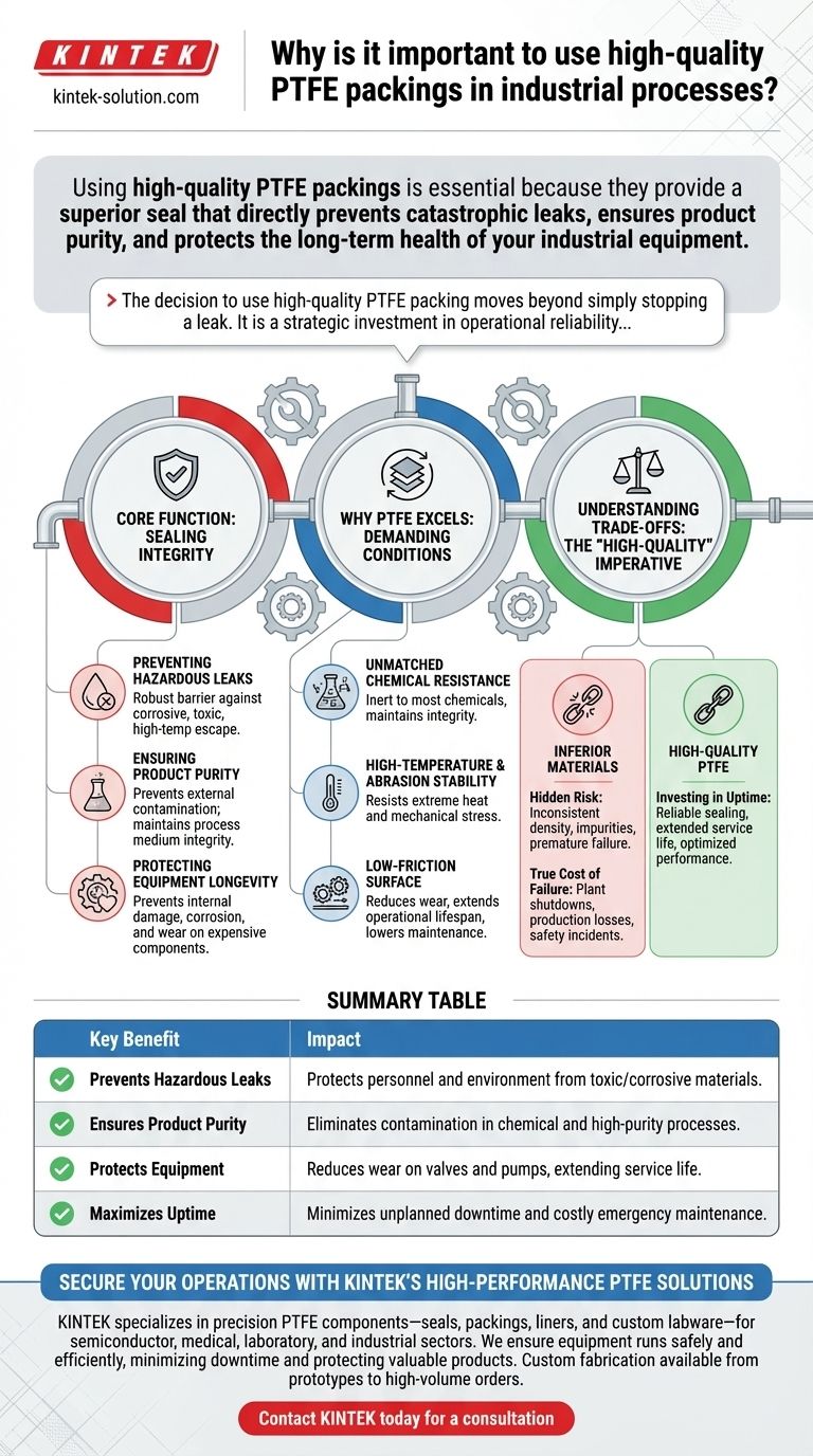 Why is it important to use high-quality PTFE packings in industrial processes? Ensure Safety and Maximize Uptime Visual Guide