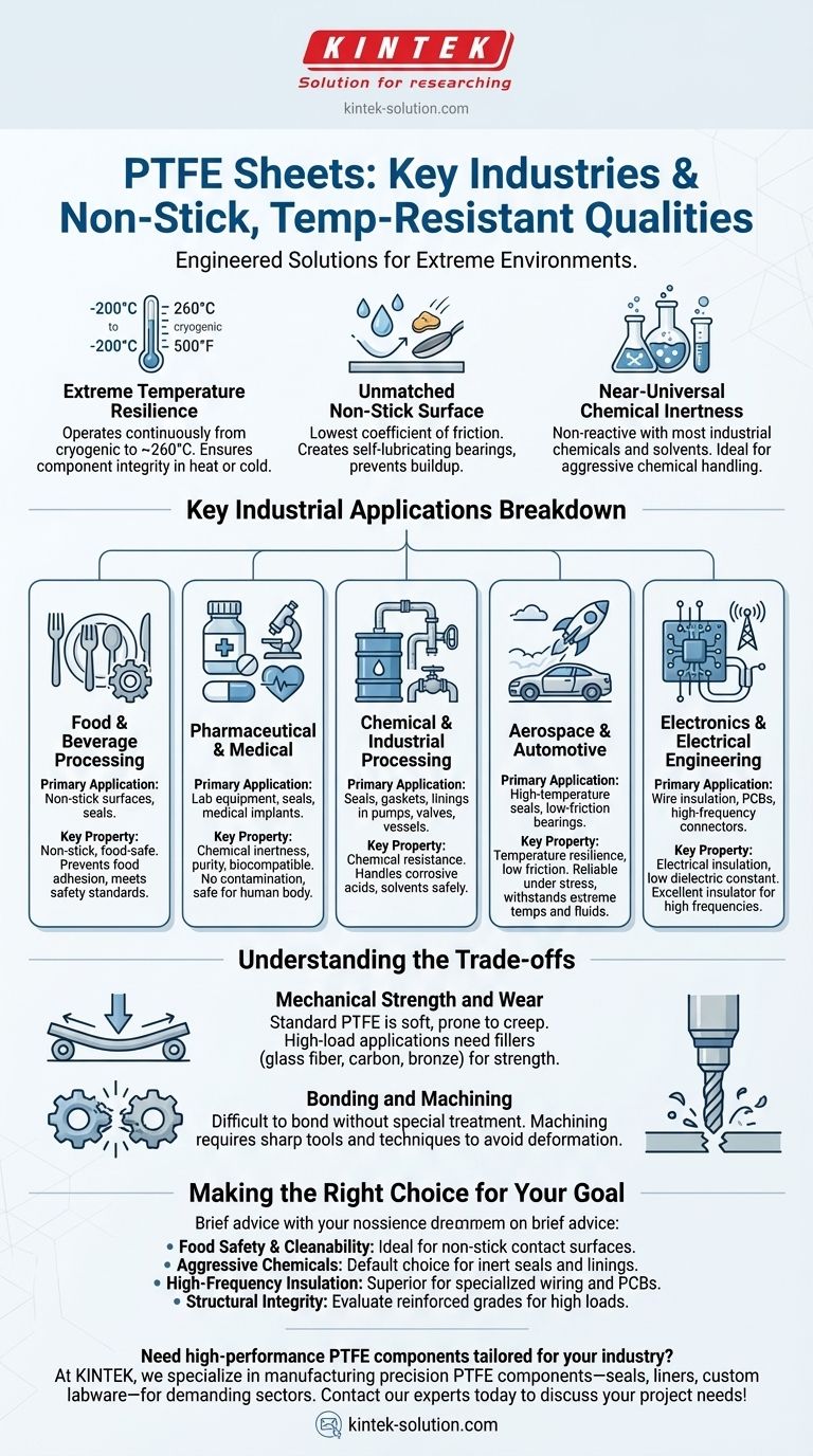 In quali settori sono comunemente utilizzate le lastre in PTFE? Applicazioni chiave per materiali antiaderenti e resistenti al calore Guida Visiva