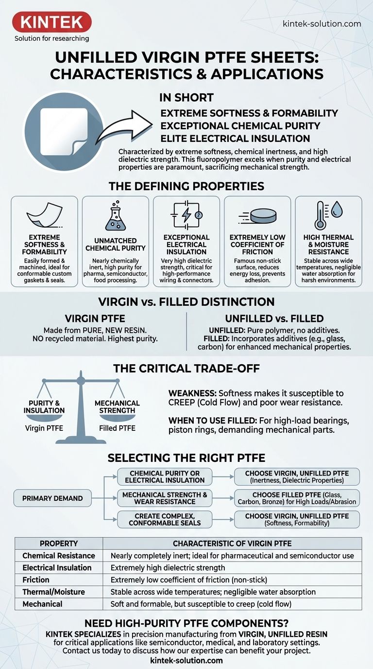 Quali sono le caratteristiche dei fogli di PTFE non caricato realizzati con resina PTFE vergine? Ottieni la massima purezza e prestazioni Guida Visiva