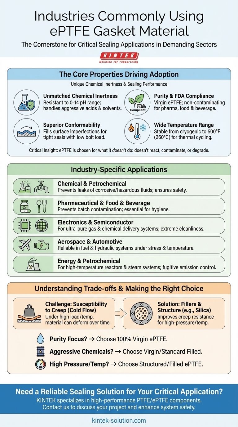 Quais indústrias usam comumente material de gaxeta ePTFE? Garanta Pureza, Segurança e Confiabilidade Guia Visual