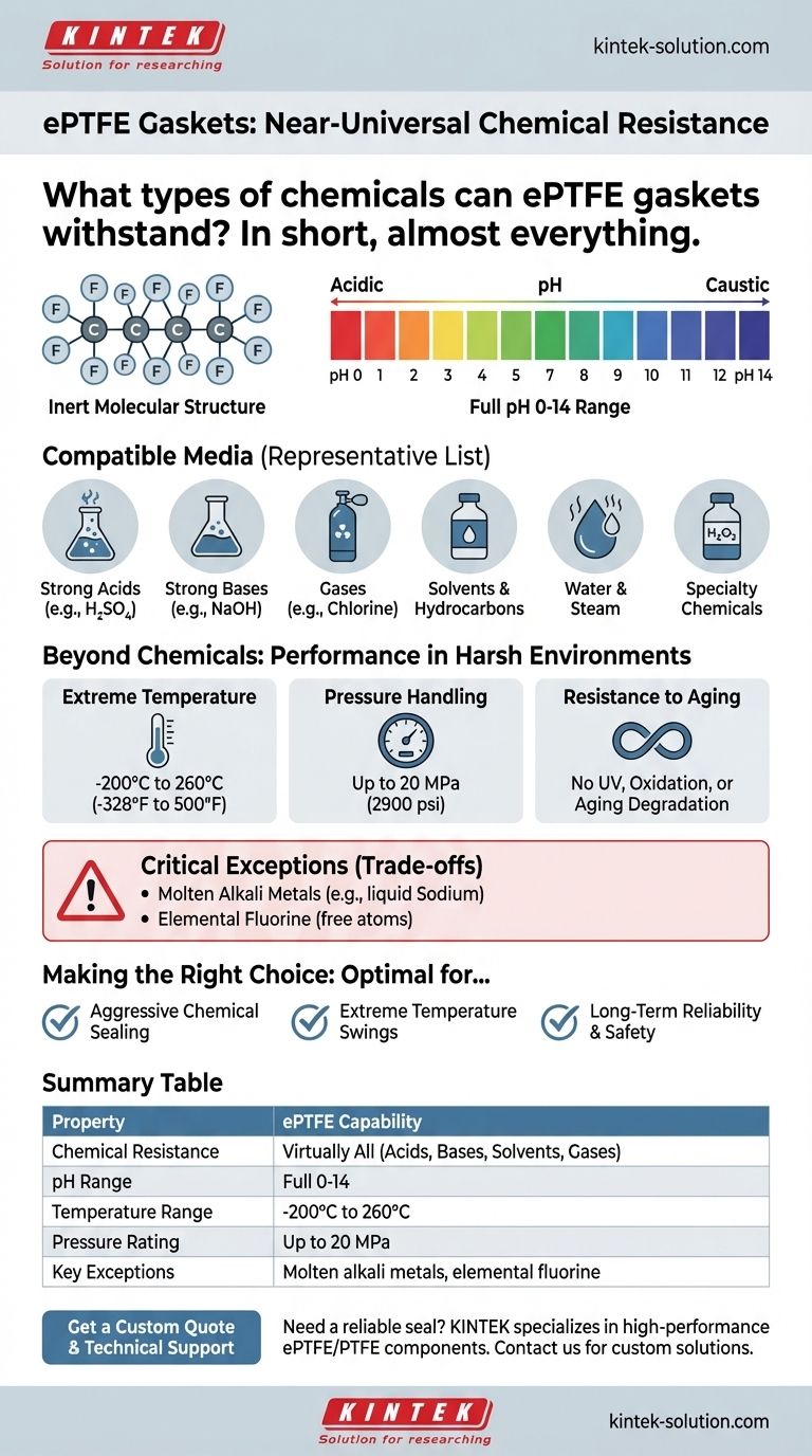 ما هي أنواع المواد الكيميائية التي يمكن أن تتحملها حشيات ePTFE؟ إحكام الإغلاق ضد الوسائط العدوانية بمقاومة شبه عالمية دليل مرئي