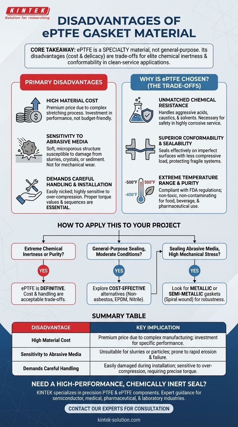 Quais são as desvantagens de usar material de gaxeta ePTFE? Limitações chave para sua aplicação de vedação Guia Visual