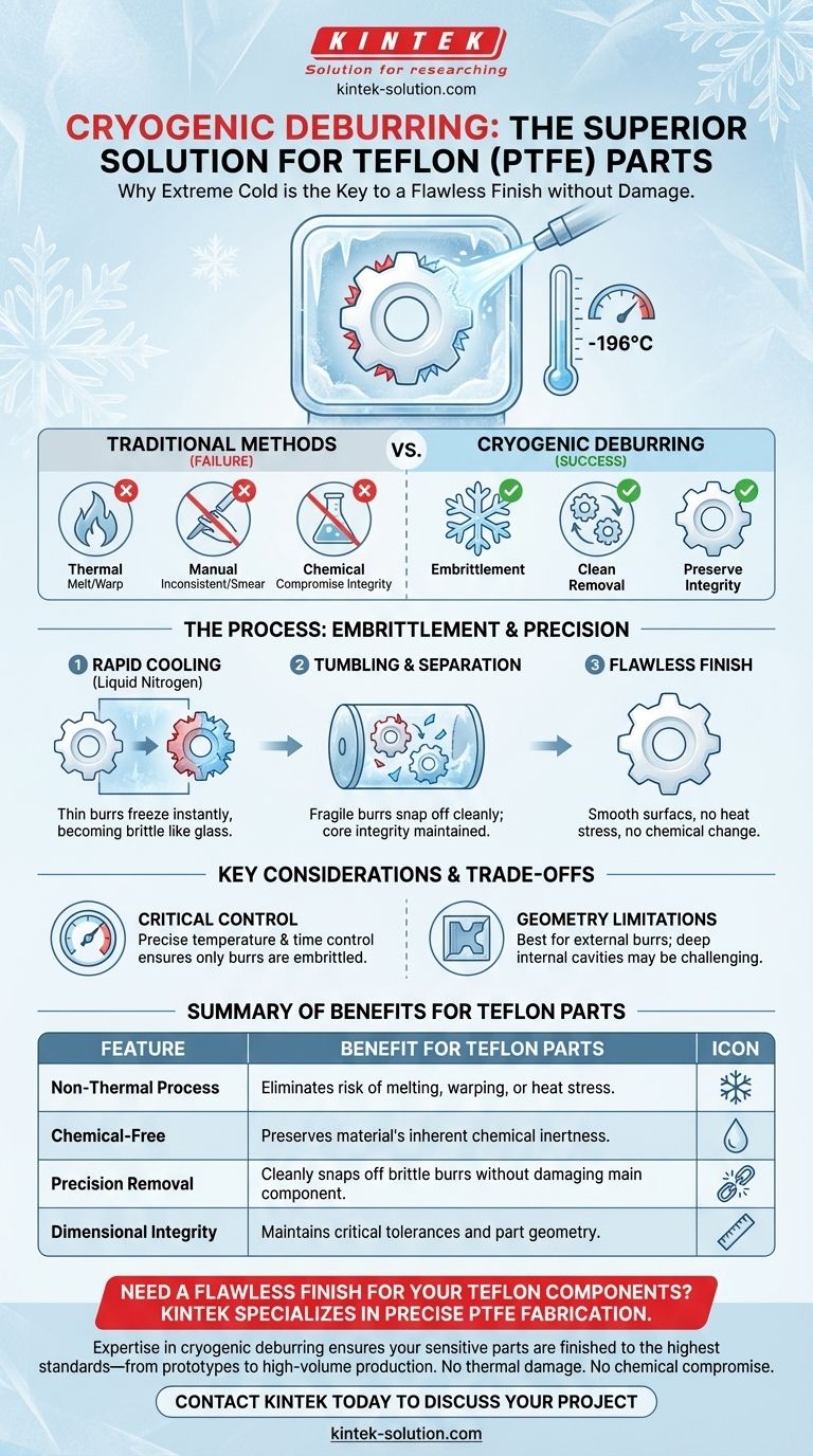 테플론 부품에 극저온 디버링이 특히 적합한 이유는 무엇입니까? 완벽하고 손상 없는 마감을 달성하세요 시각적 가이드
