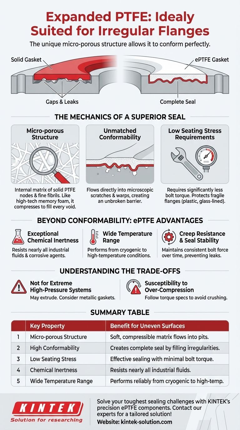 ¿Qué hace que las juntas de PTFE expandido sean ideales para superficies irregulares? Consiga un sellado perfecto en bridas imperfectas Guía Visual