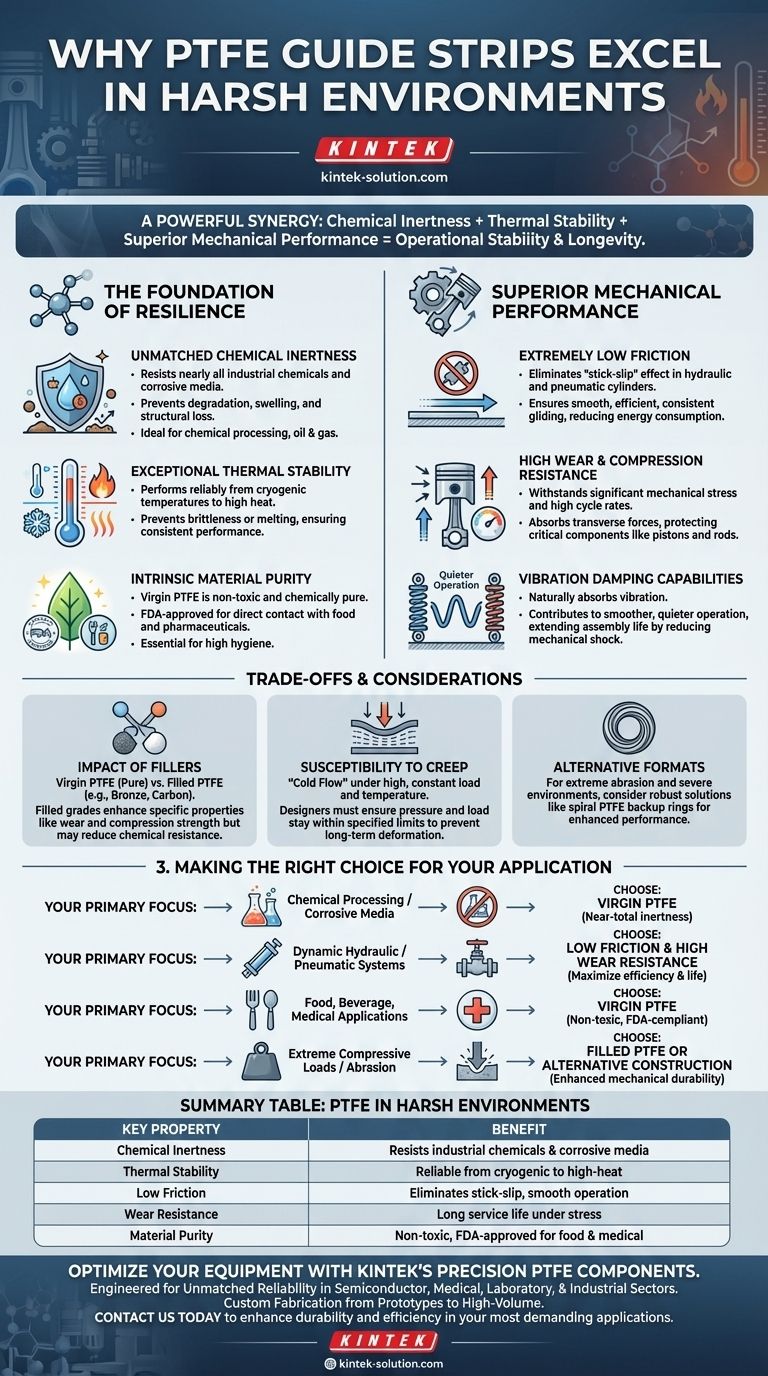 Cosa rende le strisce guida in PTFE una scelta affidabile per ambienti difficili? Resilienza chimica e termica senza pari Guida Visiva