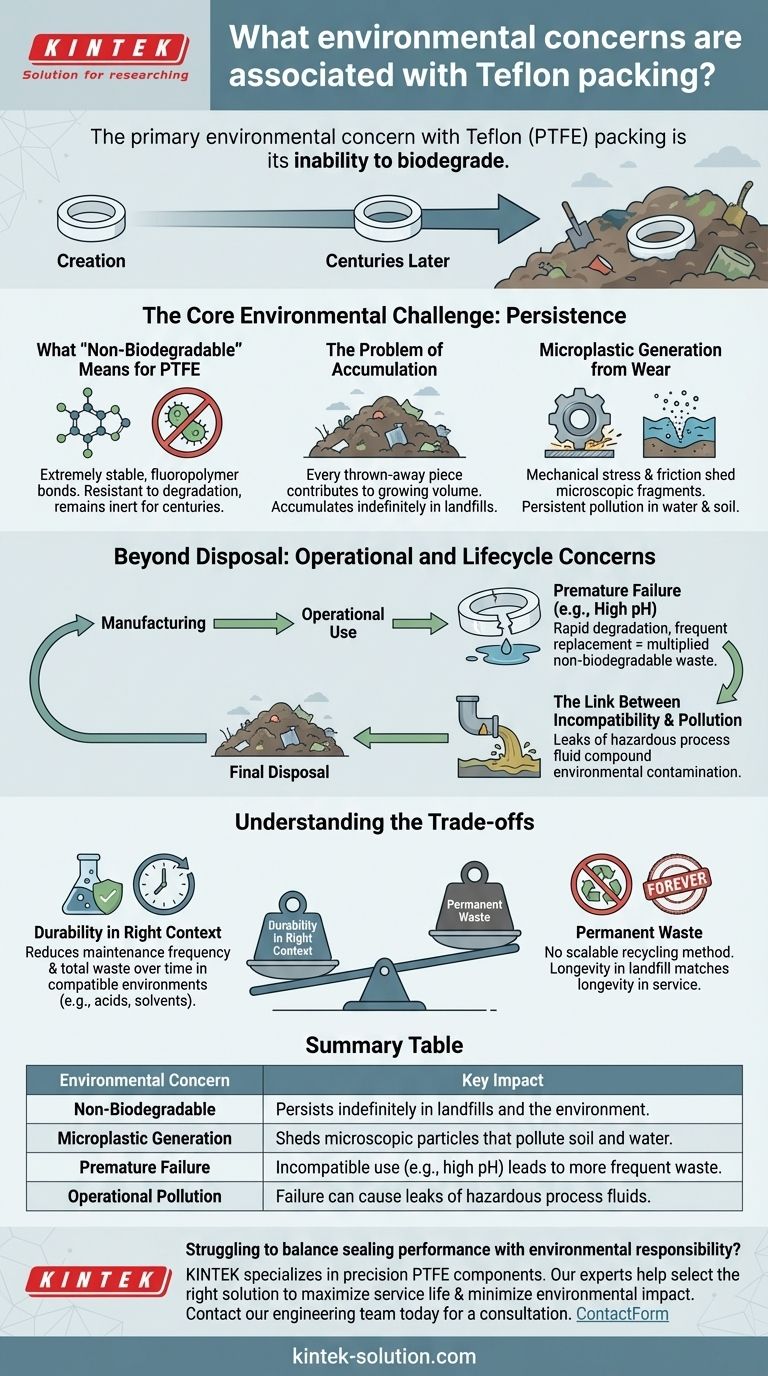 Quali preoccupazioni ambientali sono associate alle guarnizioni in Teflon? Il costo nascosto di una tenuta non biodegradabile Guida Visiva