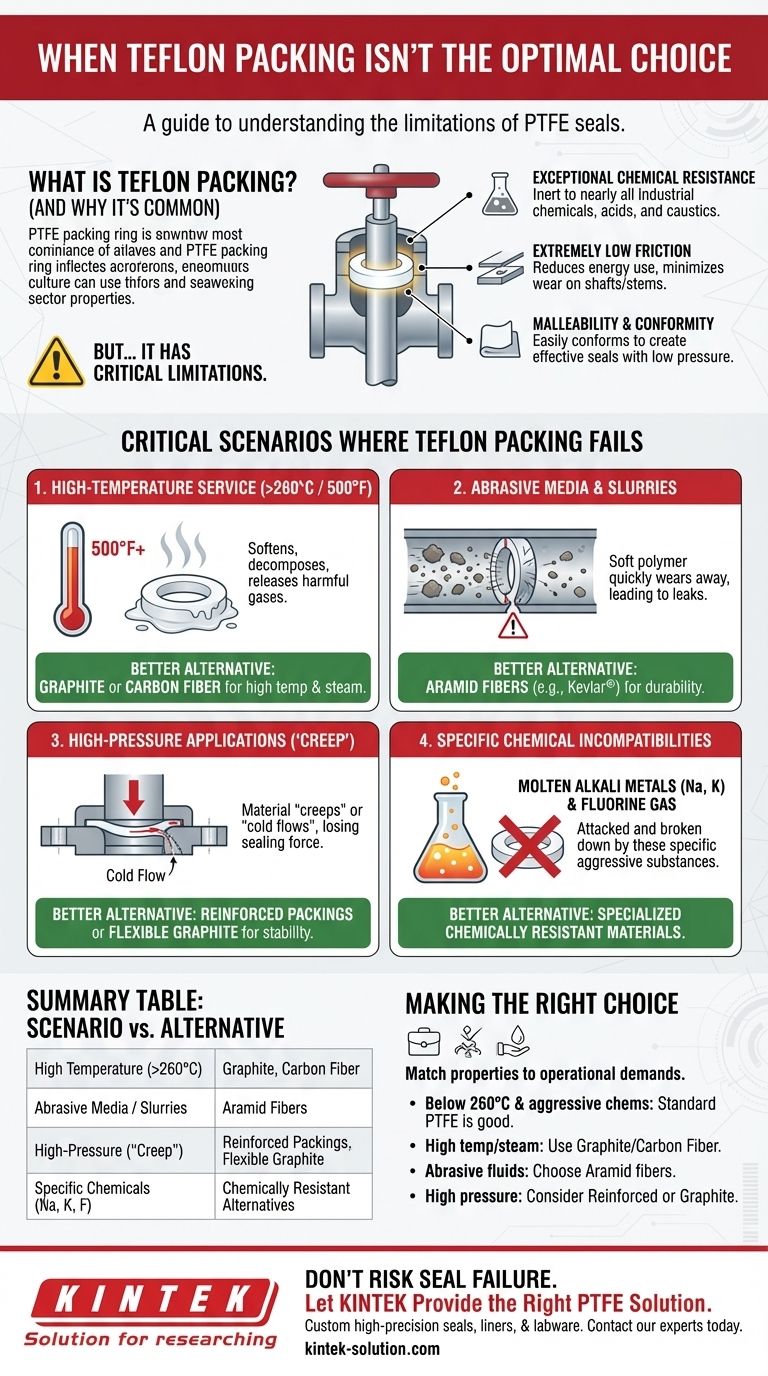 Em que situações a gaxeta de Teflon não seria a escolha ideal? Evite a Falha da Vedação em Condições Extremas Guia Visual