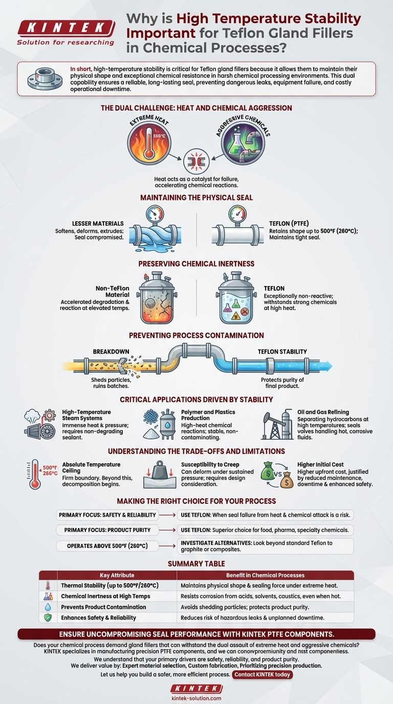 Why is high temperature stability important for Teflon gland fillers? Ensuring Leak-Free Seals in Harsh Chemical Processes Visual Guide