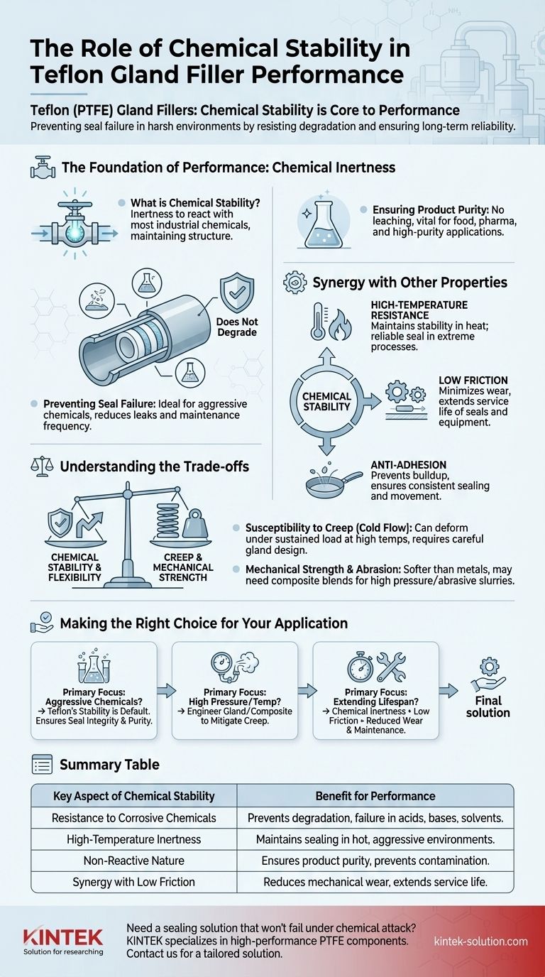 テフロン製グランドパッキンの性能において、化学的安定性はどのような役割を果たしますか？過酷な環境下での長期的な信頼性を確保する ビジュアルガイド